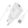 „XQISIT“ kelioninis įkroviklis | 12 W | USB-A, USB-C | su pridėtu USB-A–USB-C laidu | baltas