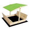Smėlio dėžė HATIS, 140x140 cm, su žaliu stogeliu