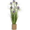 Dirbtinė gėlė GARDEN H70cm, violetinė chrizantema, žolė su vazonu