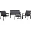 Home4You Lauko baldų komplektas CANAAN Stalas, sofa ir 2 kėdės Juoda