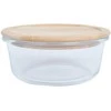 Home4You Bamboo Dubuo BOXY D15xH6cm 620ml, stiklinis, bambuko dangtelis