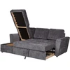 Sofa Home4You Kampinis miegamasis sofos komplektas „INGA“, grafito pilkos spalvos