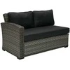 Sofa Home4You Dvivietė modulinės sofos GENEVA dalis su pagalvėlėmis ir kairiu porankiu, 81x132xH78cm, rėmas: aliumininis su plastikinių vytelių apdaila, spalva: pilka