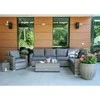 Sofa Home4You Dvivietė modulinės sofos GENEVA dalis su pagalvėlėmis ir dešininiu porankiu, 81x132xH78cm, rėmas: aliumininis su plastikinių vytelių apdaila, spalva: pilka