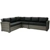 Sofa Home4You Dvivietė modulinės sofos GENEVA dalis su pagalvėlėmis ir dešininiu porankiu, 81x132xH78cm, rėmas: aliumininis su plastikinių vytelių apdaila, spalva: pilka