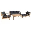 Home4You Lauko baldų komplektas MALDIVE stalas, sofa, 2 kėdės, osmanai