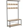 Fotelis Home4You Prieškambario lentyna HEDVIG Pelenų/Juoda 100x36xH180cm