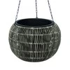 Home4You Pakabinamas vazonas WICKER D32xH22cm, pilkas