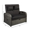 Home4You Lauko sofa COLOMBO su reguliuojamu atraminiu nugaros atlošu ir reguliuojama kojų atrama, 66x80xH102 cm, plieno rėmas su plastikinių vytelių apdaila, spalva: pilka