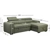 Home4you Kampinė sofa-lova ODELIA Dešininė, Šviesiai Žalia, 252x165 cm