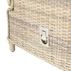Lauko baldų komplektas Home4You Sodo baldų komplektas BASEL stalas, sofa, 2 kėdės ir 2 pufai, rėmas: aliumininis su plastikinių vytelių apdaila, spalva: smėlio