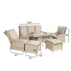 Lauko baldų komplektas Home4You Sodo baldų komplektas BASEL stalas, sofa, 2 kėdės ir 2 pufai, rėmas: aliumininis su plastikinių vytelių apdaila, spalva: smėlio