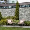 Lauko baldų komplektas Home4You Sodo baldų komplektas TURKU, 2 kėdės ir staliukas, sulankstomas, rėmas: plieno su plastikinių vytelių apdaila, spalva: pilka