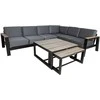 Home4You Lauko baldų komplektas FELNO kampinė sofa, 2 stalai, juodos spalvos