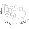 Home4You Fotelis-lova HANNES 76,5x84xH81cm Pilkas