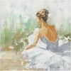 Aliejinė tapyba 80x80cm, šokėja baltos spalvos