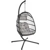 Home4You Pakabinama kedė YOYO su pagalvėlėmis, 100x95/110xH196cm, stovas: juodas plieno vamzdis, sėdima dalis: aliumininis rėmas apdailintas pilkomis plastikinėmis vytelėmis