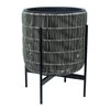 Home4You Vazonas WICKER su stovu 38x38xH49cm, šviesiai pilkas