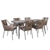 Lauko baldų komplektas Home4You Sodo baldų komplektas ANDROS, stalas ir 6 kėdės (21174), 180x90xH75 cm, stalviršis: stiklas, rėmas: aliuminis, spalva: pilka