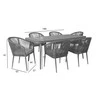 Lauko baldų komplektas Home4You Sodo baldų komplektas ECCO, stalas ir 6 kėdės (21177), rėmas: aliumininis su plastikinių vytelių apdaila, pilkas
