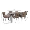 Lauko baldų komplektas Home4You Sodo baldų komplektas ANDROS, stalas ir 6 kėdės (21174), 180x90xH75 cm, stalviršis: stiklas, rėmas: aliuminis, spalva: pilka