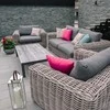 Home4You Lauko baldų komplektas CALISTA stalas, sofa ir 2 kėdės, pilkos spalvos