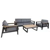 Home4You Lauko baldų komplektas FELNO stalas, sofa ir 2 kėdės, juodos spalvos
