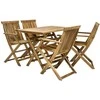 Lauko baldų komplektas Home4You Sodo baldų komplektas FINLAY, stalas ir 4 kėdės (13182), 110x75x72 cm, sulankstomas, mediena: akacija, apdaila: alyvuotas