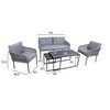 Home4You Lauko baldų komplektas LEVINE 2 stalai, sofa ir 2 kėdės, pilkos spalvos
