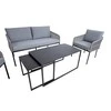 Home4You Lauko baldų komplektas LEVINE 2 stalai, sofa ir 2 kėdės, pilkos spalvos