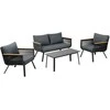 Home4You Lauko baldų komplektas MALAGA stalas, sofa ir 2 kėdės