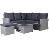 Home4You Lauko baldų komplektas SAMUEL Stalas, kampinė sofa ir pufas
