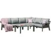 Home4You Lauko baldų komplektas TOMSON stalas ir kampinė sofa, pilkos spalvos