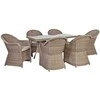 Lauko baldų komplektas Home4You Sodo baldų komplektas TOSCANA, stalas su 6 kėdėmis, 140x80xH73 cm, aliuminio rėmas apipintas plastikinėmis vytelėmis, spalva: pilka/smėlio
