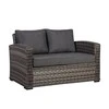 Lauko baldų komplektas Home4You Sofa GENEVA 2 vietų 129x78xH78 cm, aliuminio rėmas su plastikinėmis vytelėmis, spalva: pilka