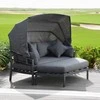 Lauko baldų komplektas Home4You Sofa TOMSON su stogeliu, tamsiai pilka