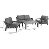 Lauko baldų komplektas Home4You Sodo baldų komplektas TOMSON stalas, sofa ir 2 kėdės, rėmas: aliumininis, pagalvėlės: pilkos