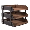 Home4You Stalčius dokumentams, 3x WALTER, 28x35xH27cm, ruda dirbtine oda