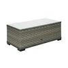 Sofa Home4You Lauko staliukas GENEVA,105x51xH39cm, stalviršis: 5mm skaidrus stiklas, rėmas: aliumininis su plastikinių vytelių apdaila, spalva: pilka