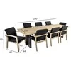 Lauko baldų komplektas Home4You Valgomojo baldų komplektas ROYAL su 8 kėdėmis (13258), 280x100xH76 cm, stalviršis: tikmedis, apdaila: šlifuotas, nealyvuotas, kojos: aliumininės
