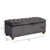 Home4You Žemas apmuštas pufas HOLMES VELVET su daiktadėže 112x46xH47 cm, dangos medžiaga: aksomo audinys, spalva: tamsiai pilka
