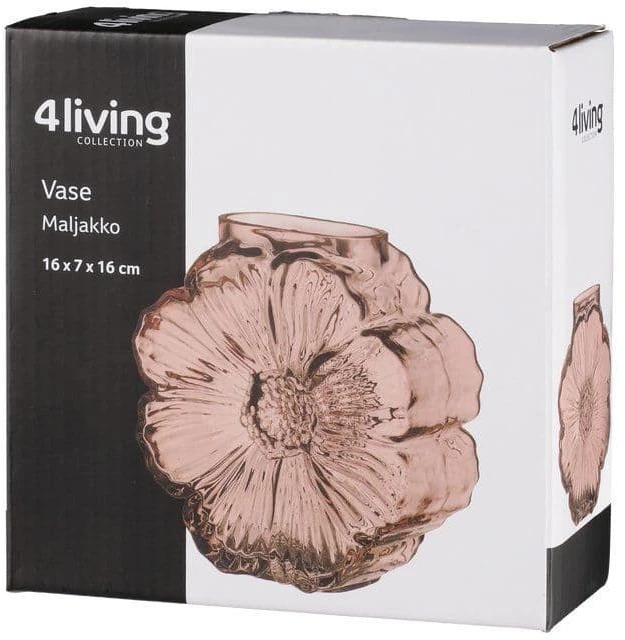 4Living vaza 16cm Flora, iš stiklo, ruda