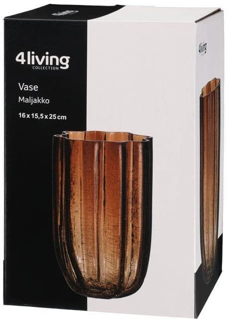 4Living vaza 25cm Ylva, iš stiklo, ruda