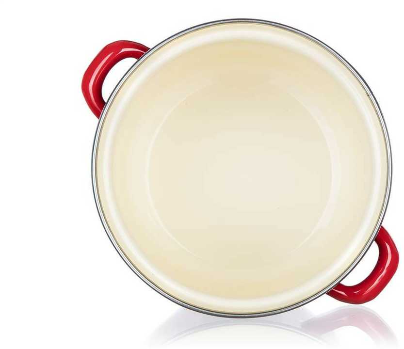 Banquet MAŽAS raudonas emaliuotas PUODAS SU DANGIU Banketas 2L 16cm 6777