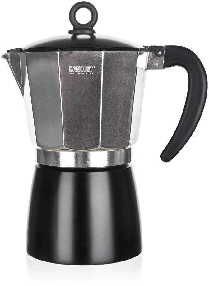 Juodas 6 puodelių moka kavinukas