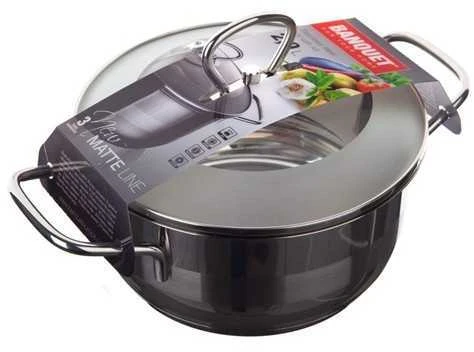 Banquet Puodas 2l "Matte Line",su stiklinius dangčiu