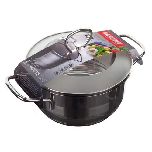 Banquet Puodas 2l "Matte Line",su stiklinius dangčiu