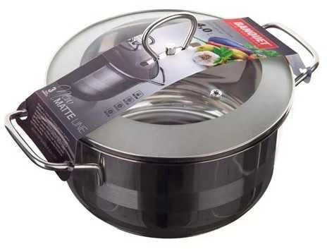 Banquet Puodas 4l "Matte line" su stikliniu dangčiu