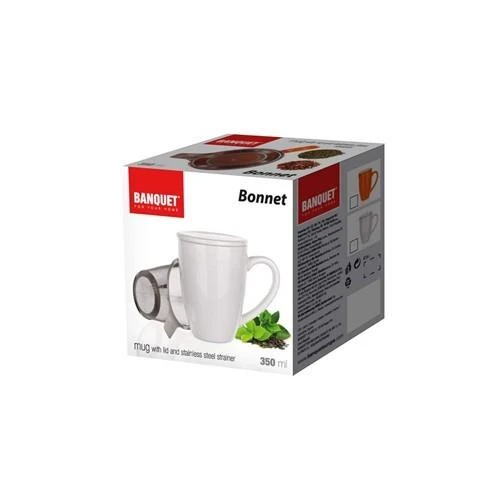 Banquet Puodelis su sieteliu ir dangteliu ,baltas "Bonnet"