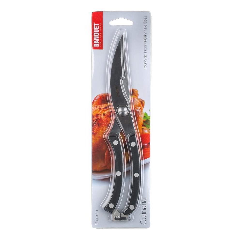 Banquet Žirklės paukštienai 25cm juodomis rankenomis